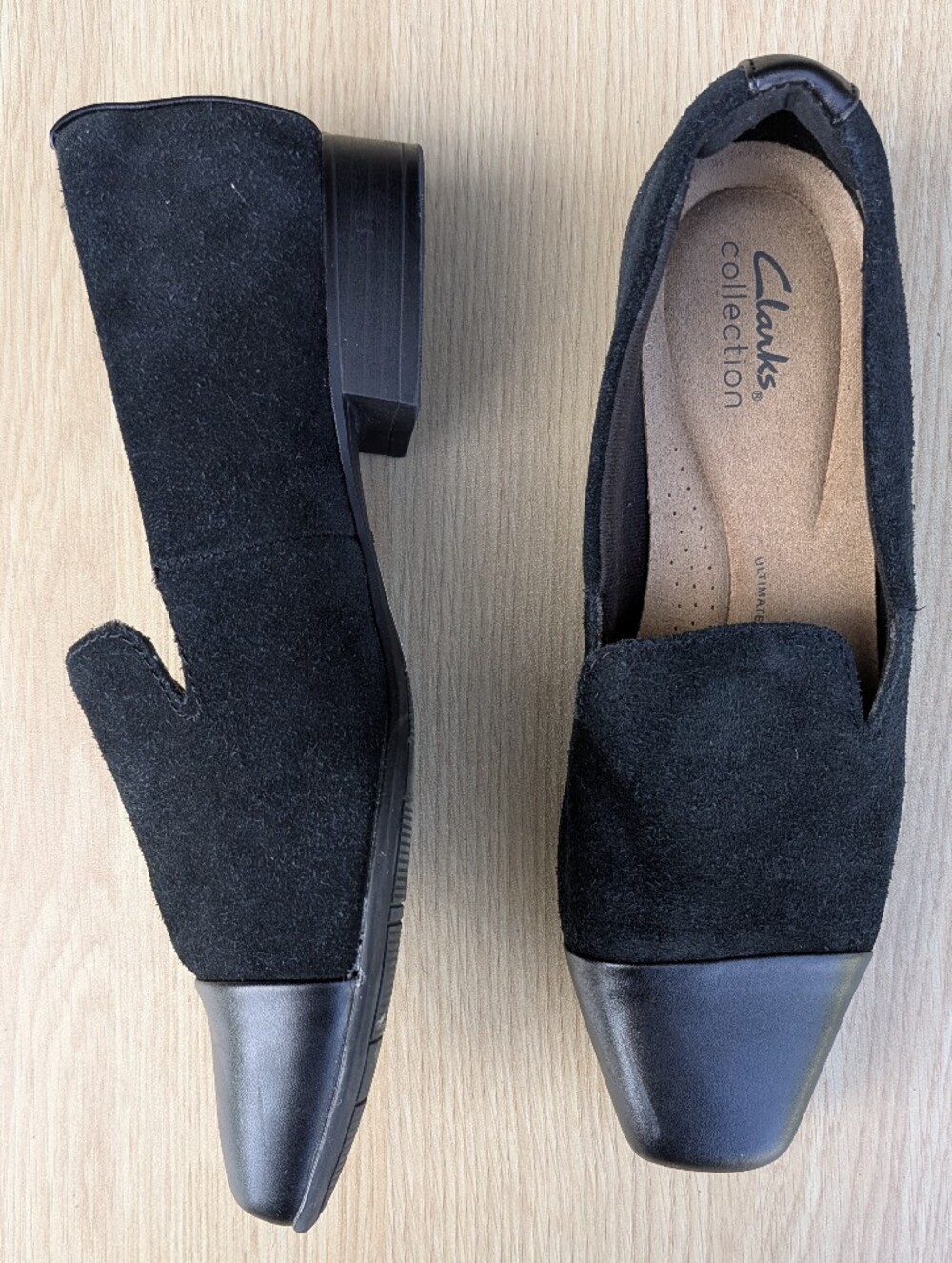 Clarks Tilmont Step Black Suede Loafers Size 8